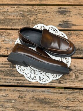 Maeve Brown Leather Slip-On Loafers